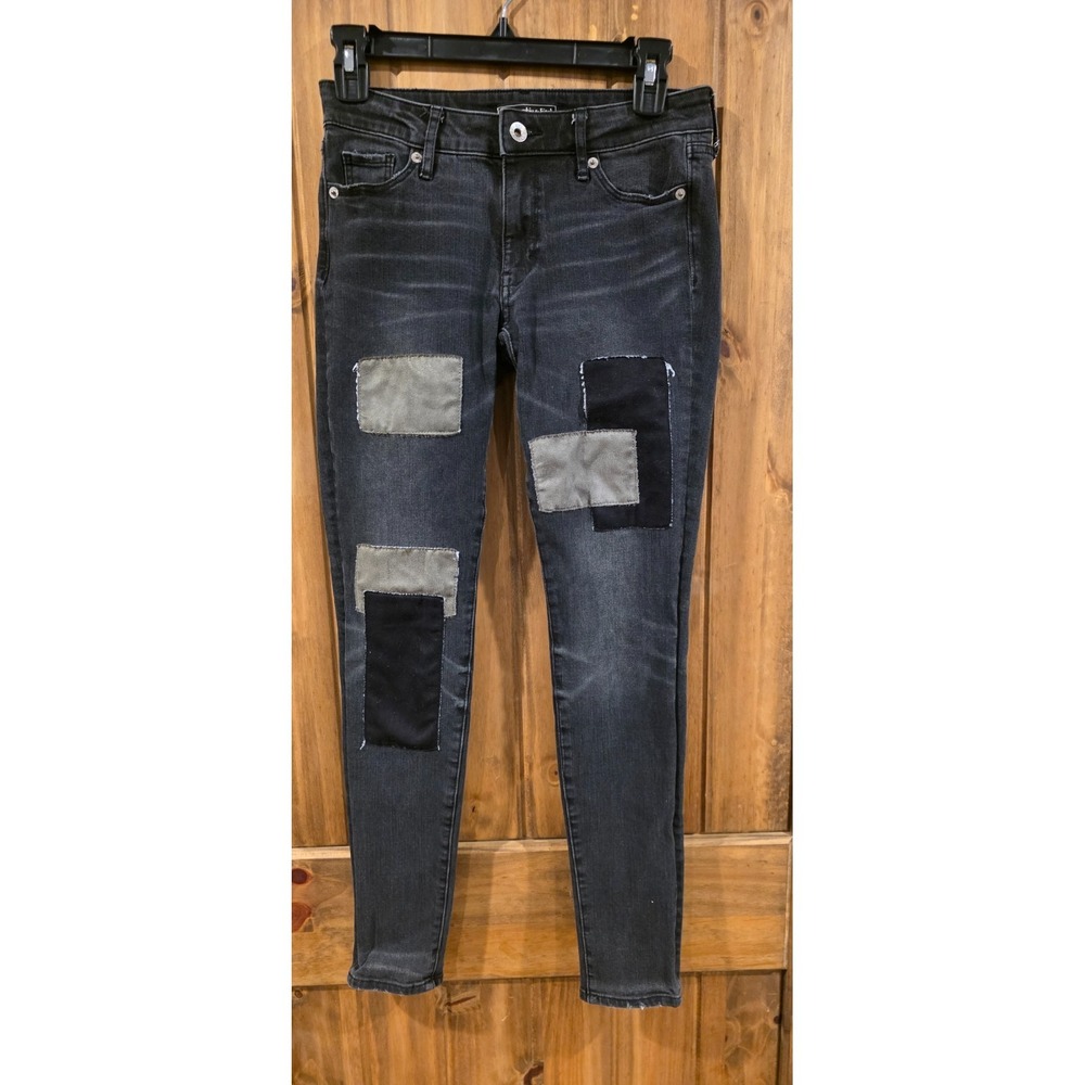 Abercrombie & Fitch Supper Skinny Jeans Men's Size 24x30 Black Denim‎ Patches